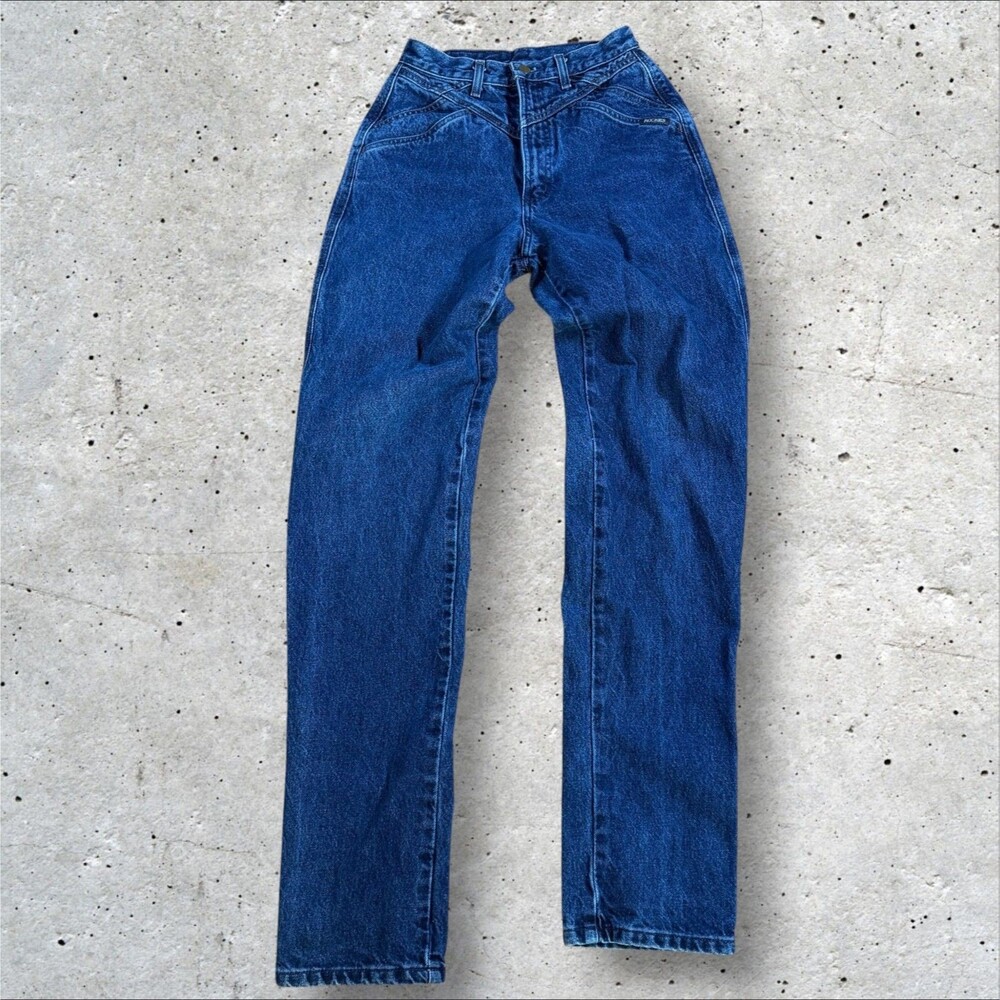 Vintage Rockies Jeans Womens 29/9 High Rise Dark Wash Western Straight Leg - Picture 2 of 11